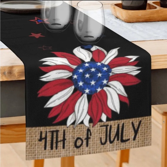 New 4th Of July Sunflower Table Runner 13x72 Memorial Day Patriotic Decor Mantel - Picture 2 of 7